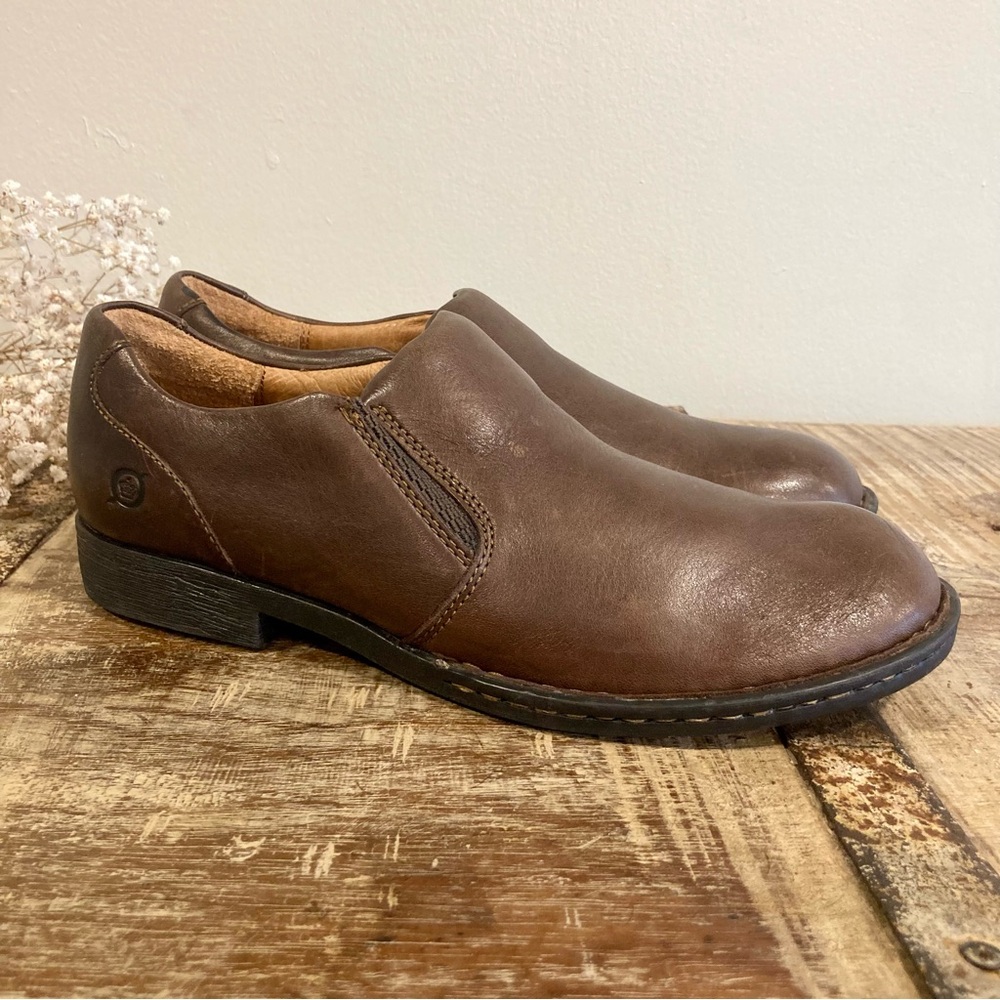 Born Shoes Womens 7.5 M Abby Brown Leather Slip-On Loafers W81922